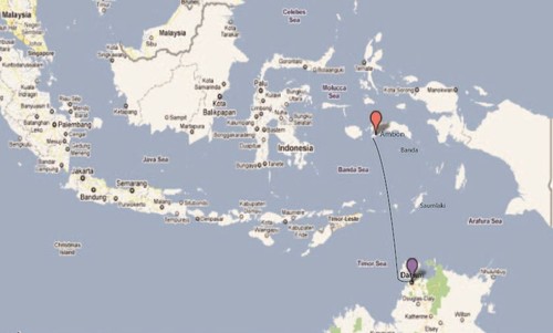 Darwin to Ambon Rally route ©  SW